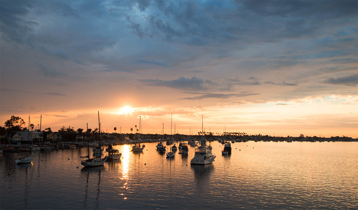 Boats Moored in Sunset