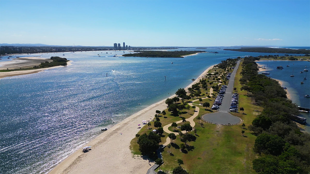 Drone View Wavebreak Island